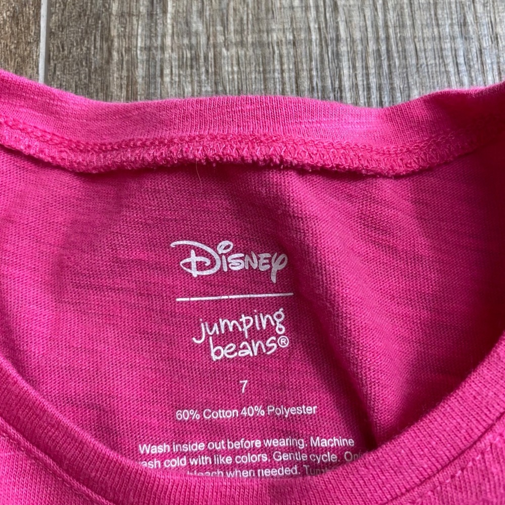 Disney Jumping Beans Minnie Mouse Pink Graphic Tee Girls Size 7 Glitter Bow - Picture 3 of 5